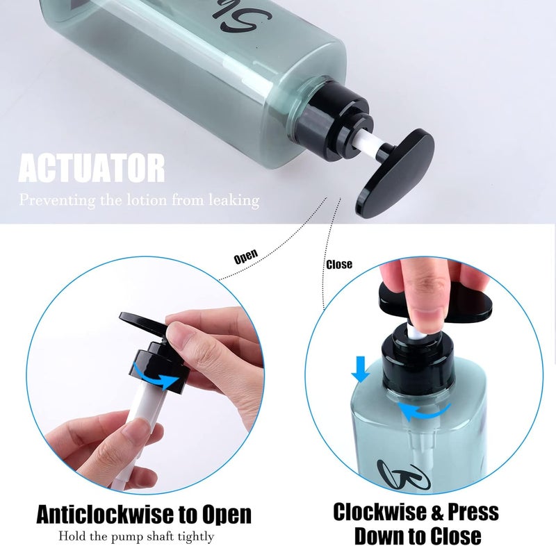 AUMIO 16.9oz Refillable Shower Soap Dispenser with Pump - 3 Chamber No Drill for Shampoo, Conditioner & Body Wash, Blue Clear Plastic Bottle Dispenser, Bathroom Organizer with 6 Waterproof Labels - Image 3